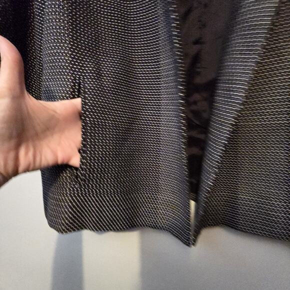 Eileen Fisher Kurume Dash Open Blazer Jacket Womens LG Black Organic Cotton - Picture 4 of 10